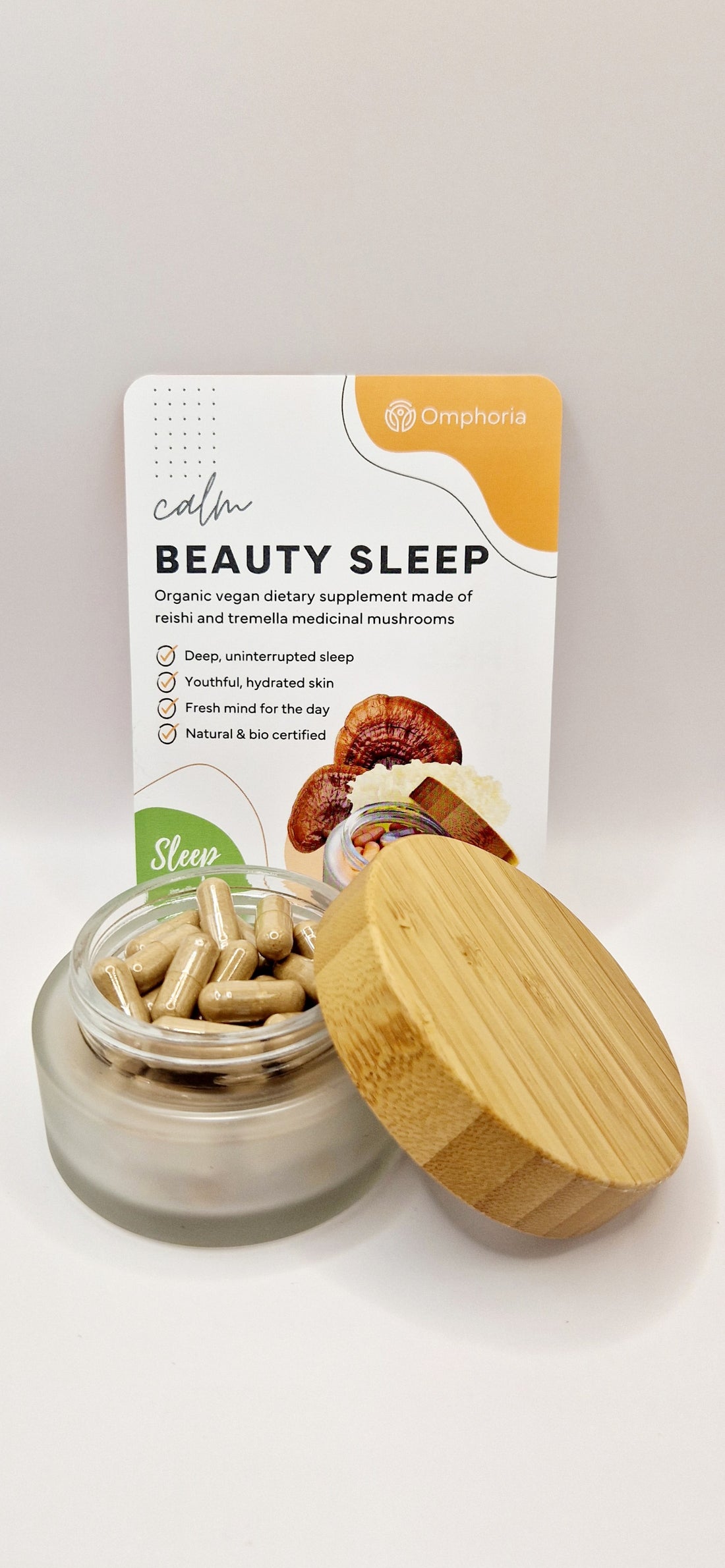 Beauty Sleep reishi tremella medicinal mushroom supplements, flyer